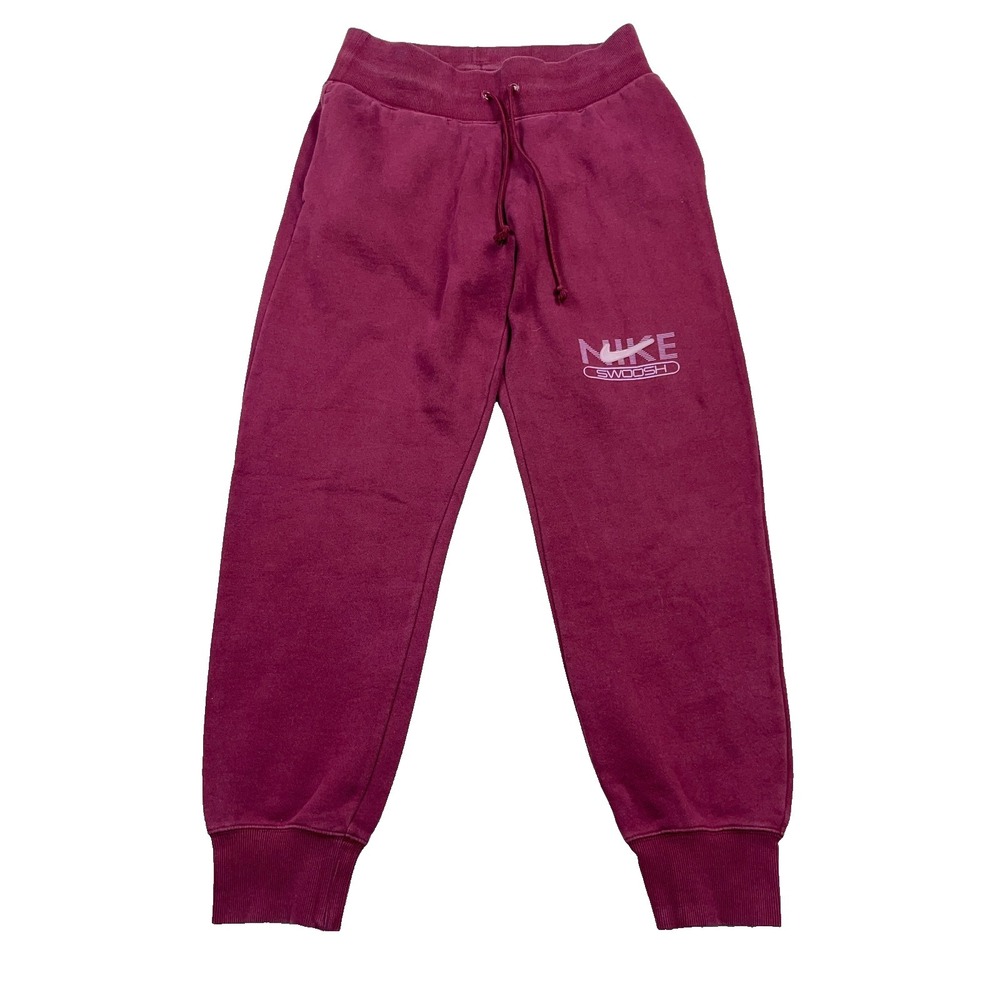 Nike Sweatpants Men Small Maroon Joggers Sweats Tapered Leg Swoosh Club Fleece